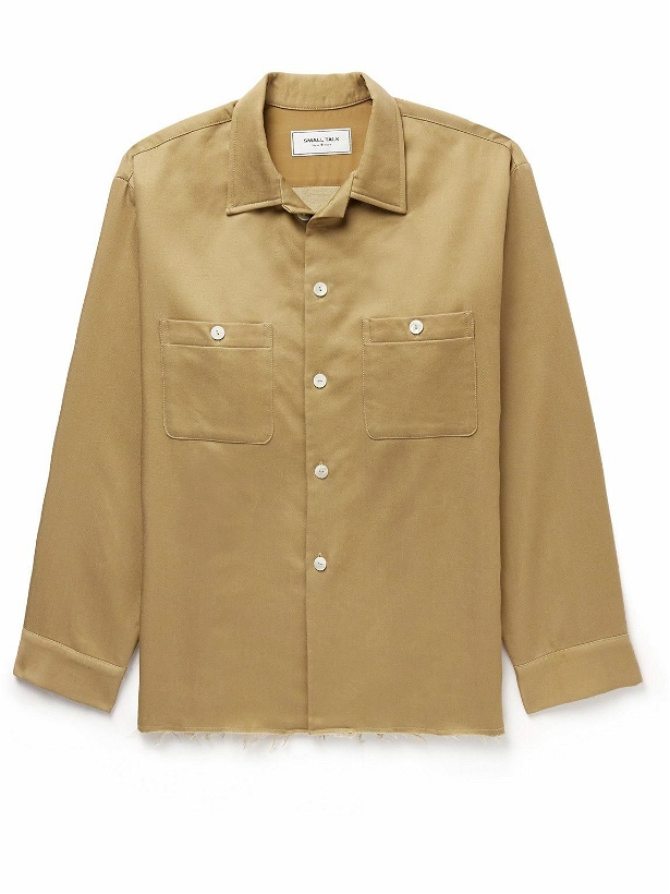 Photo: Small Talk - Throwing Fits Frayed TENCEL™ Lyocell-Blend Twill Overshirt - Neutrals