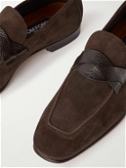 TOM FORD - Sean Textured Leather-Trimmed Suede Loafers - Brown