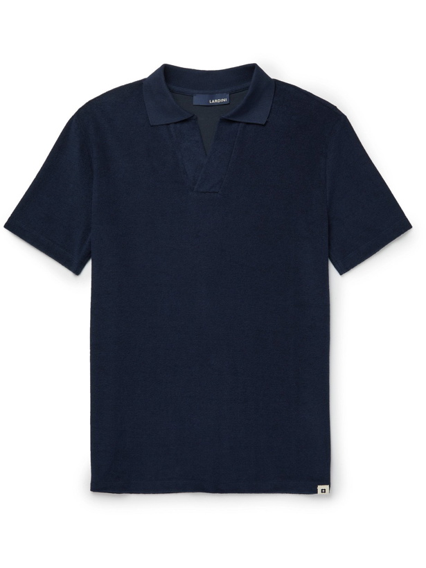Photo: LARDINI - Cotton-Blend Terry Polo Shirt - Blue - S