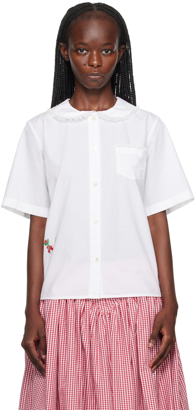 ☆SANDY LIANG 半袖開襟シャツ☆ Sandy Liang White Biscotti Shirt Sandy Liang