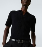 Arch4 Ribbed-knit cashmere polo shirt