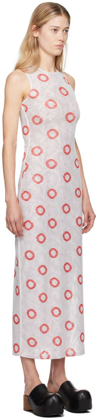 Eckhaus Latta White & Red Duet Maxi Dress