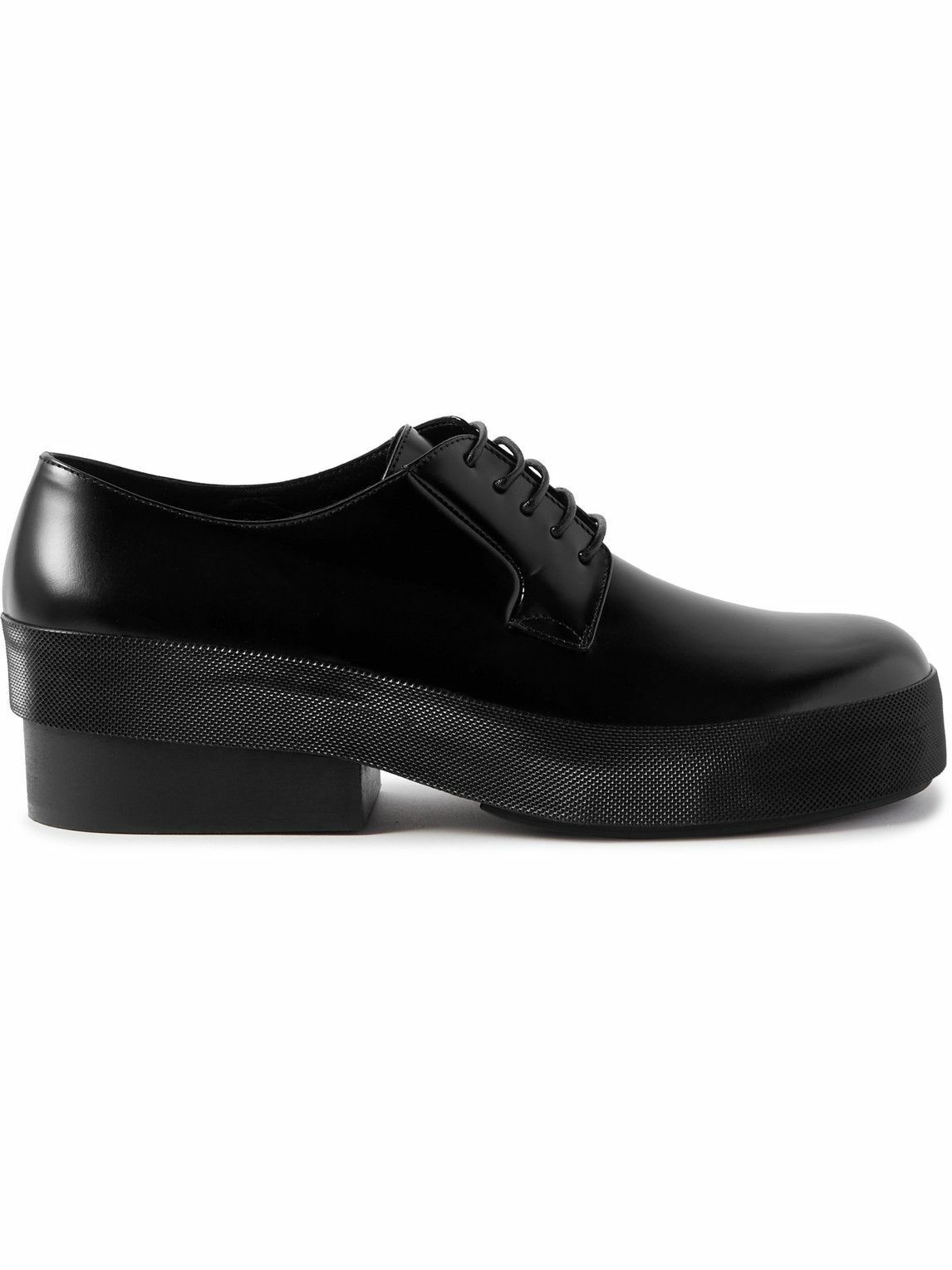 Photo: Raf Simons - Glossed-Leather Derby Shoes - Black