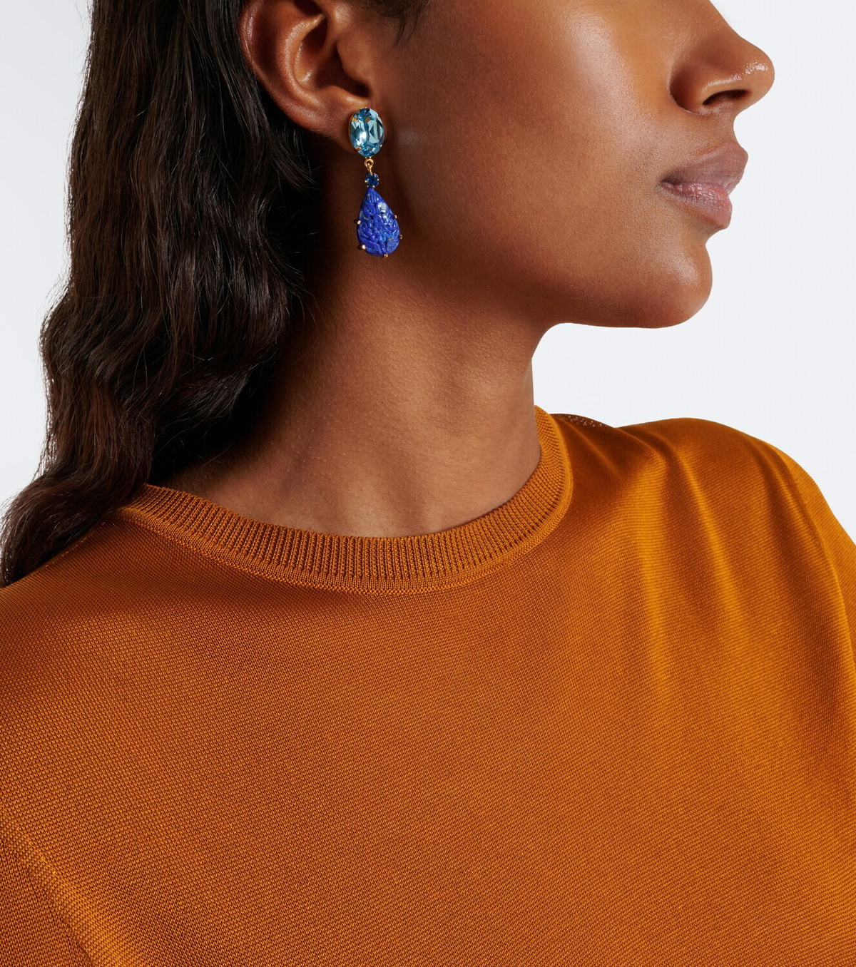 Jennifer Behr Ambrose embellished earrings with lapis lazuli