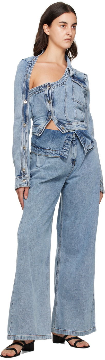 Rokh Blue Asymmetric Denim Jacket