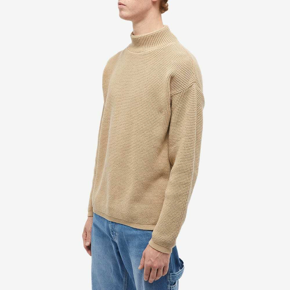 Albam Men's Waffle Stitch Roll Neck Knit in Oatmeal Albam