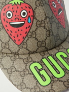 GUCCI - Printed Monogrammed Cotton-Blend Canvas and Mesh Baseball Cap - Brown