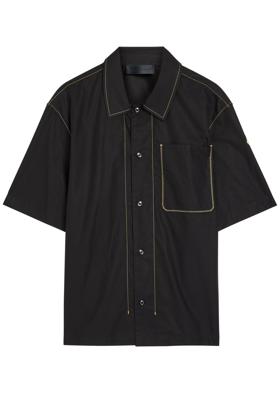 Moncler Contrast-stich Cotton-poplin Shirt Black