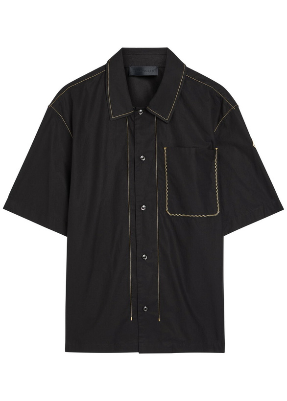 Photo: Moncler Contrast-stich Cotton-poplin Shirt Black