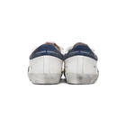 Golden Goose White and Navy Superstar Sneakers