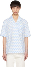 AMI Paris Blue & White Camp Collar Shirt