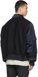 JERIH Navy Padded Varsity Jacket