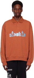 Brain Dead Orange Thinking Game Long Sleeve Polo