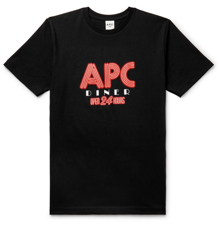 Photo: A.P.C. - Logo-Print Cotton-Jersey T-Shirt - Black
