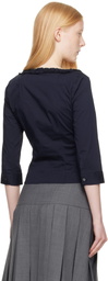 Sandy Liang Navy Simona Blouse