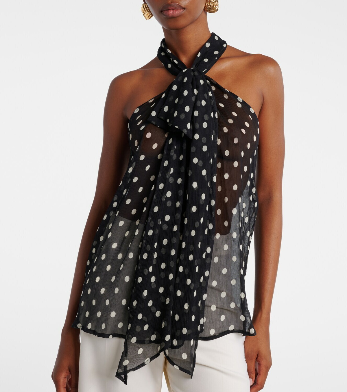 Nina Ricci Polka-dot sheer silk tank top