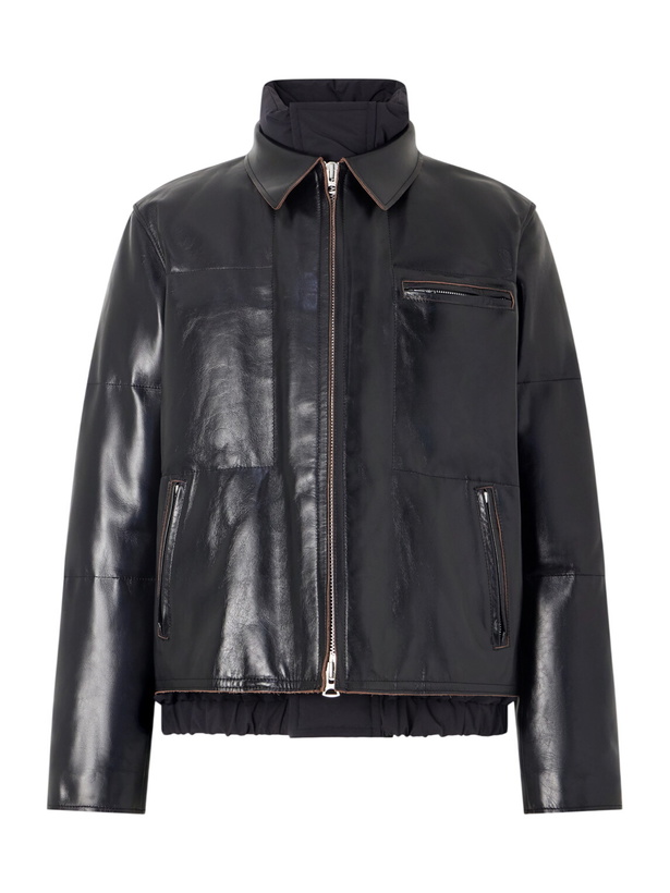 Photo: Sacai - Leather Down Jacket - Black