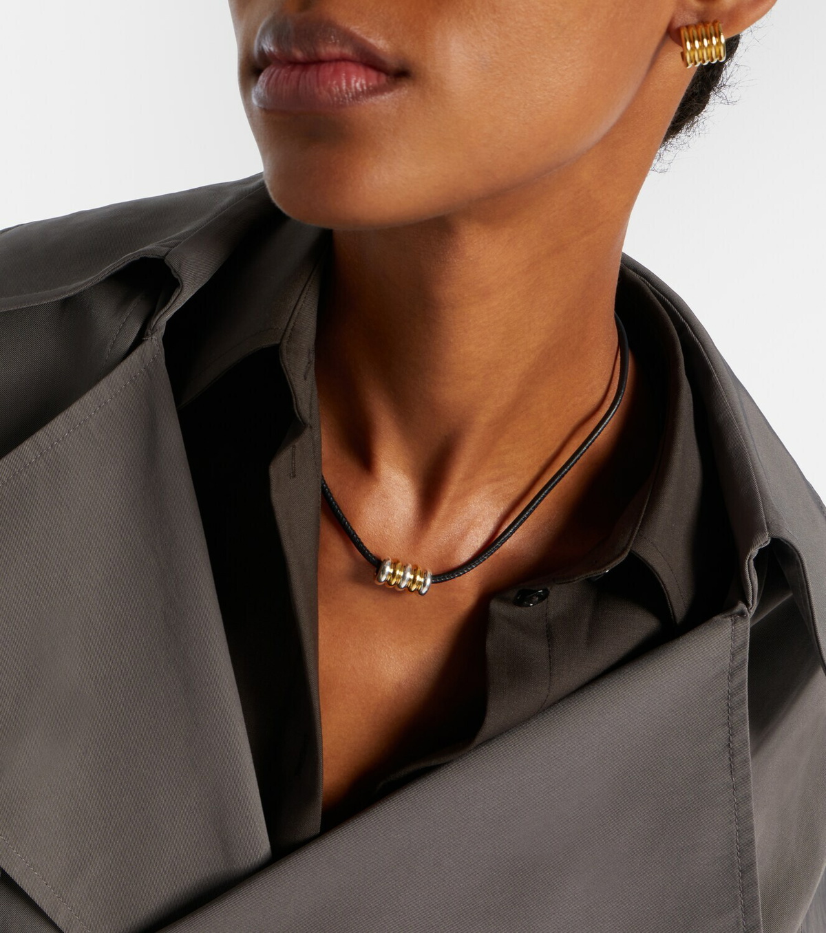 Déhanche Hollyhock leather and sterling silver necklace