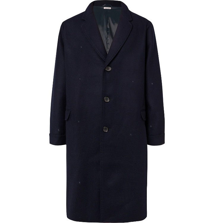 Photo: Blue Blue Japan - Oversized Melton Wool Overcoat - Blue