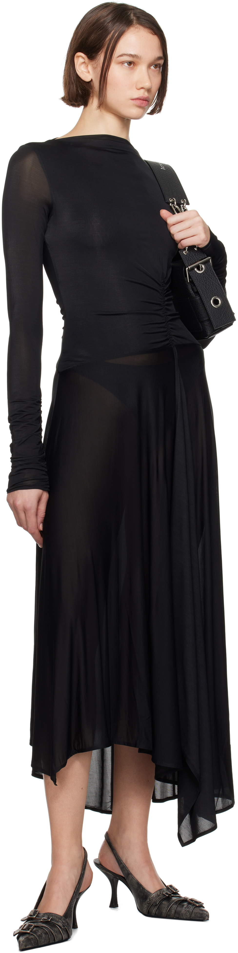 Acne Studios Black Long Sleeve Maxi Dress Acne Studios