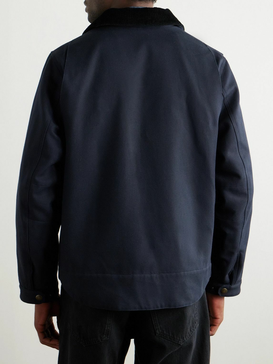 Nili Lotan - Caspian Corduroy-Trimmed Cotton-Canvas Jacket - Blue