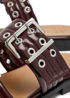 Ganni Feminine Buckle Faux Leather Sliders Burgundy