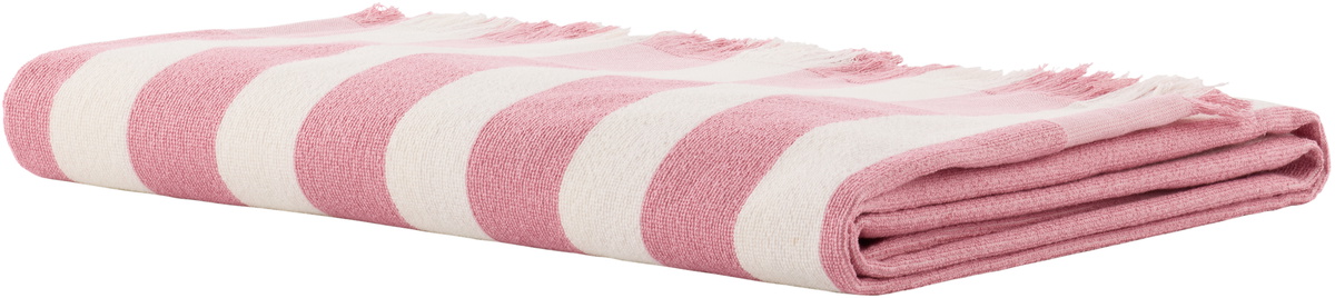 Tekla Pink & Off-White Striped Beach Towel