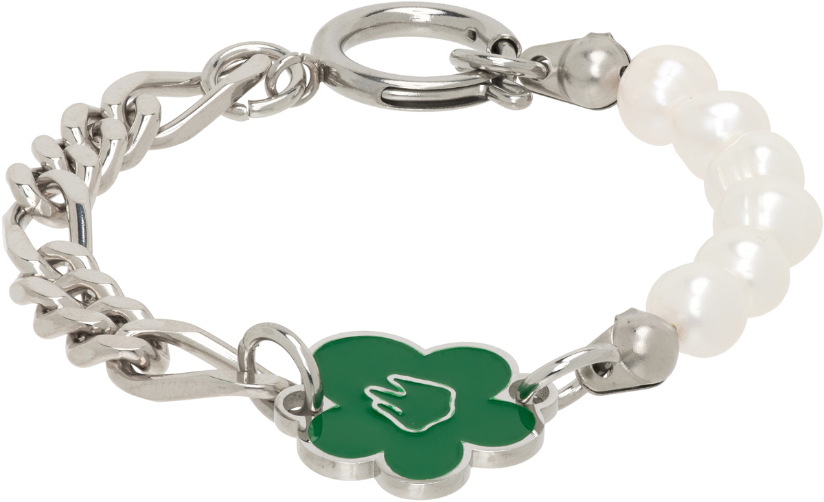 IN GOLD WE TRUST PARIS SSENSE Exclusive Flower & Pearl Bracelet