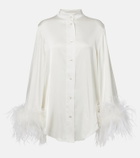Oséree Bridal feather-trimmed satin shirt
