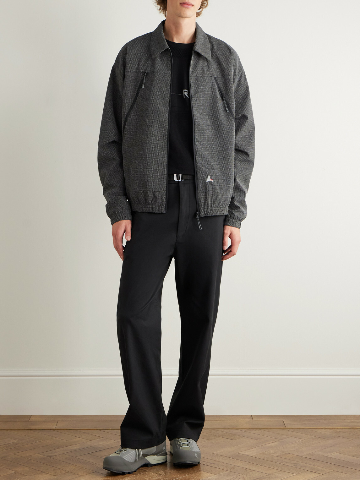 ROA - Lamon Logo-Embroidered Micro-Check Shell Jacket - Black
