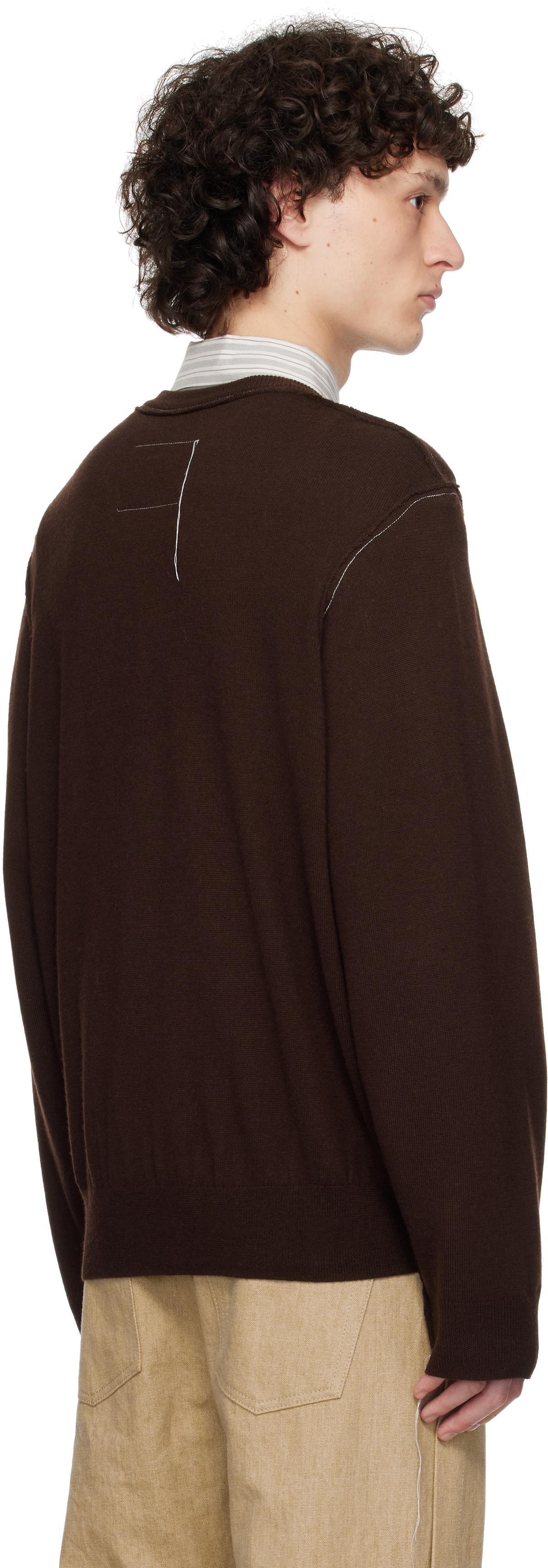 Camiel Fortgens Brown Frankenstein V-Neck Sweater