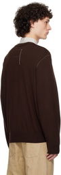 Camiel Fortgens Brown Frankenstein V-Neck Sweater