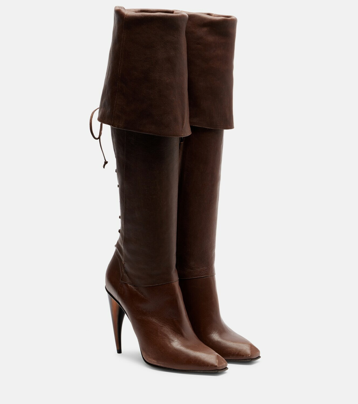 McQueen Lace-up leather knee-high boots