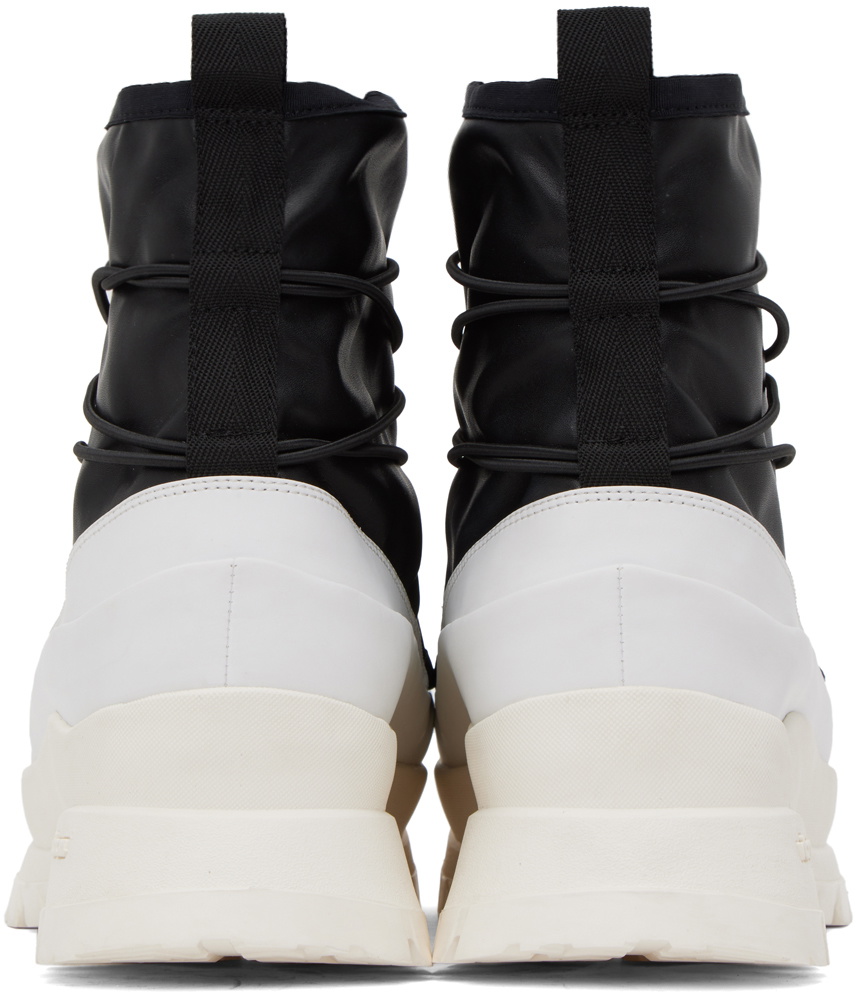 VEIN Black & White Faux-Leather Boots