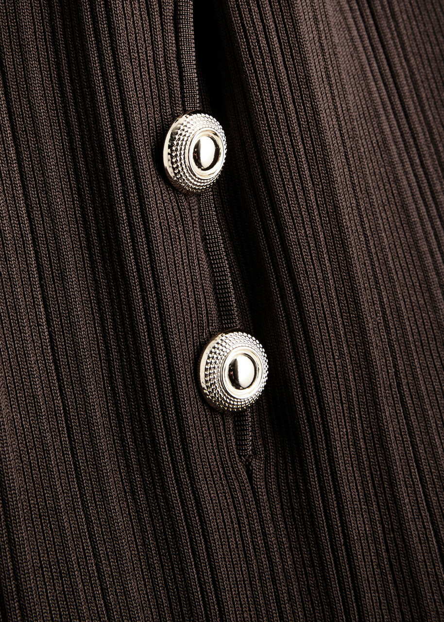 Self-portrait Ribbed-knit Maxi Dress Brown