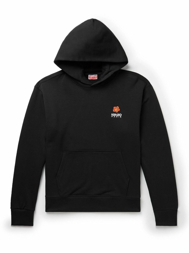 Photo: KENZO - Logo-Embroidered Cotton-Jersey Hoodie - Black