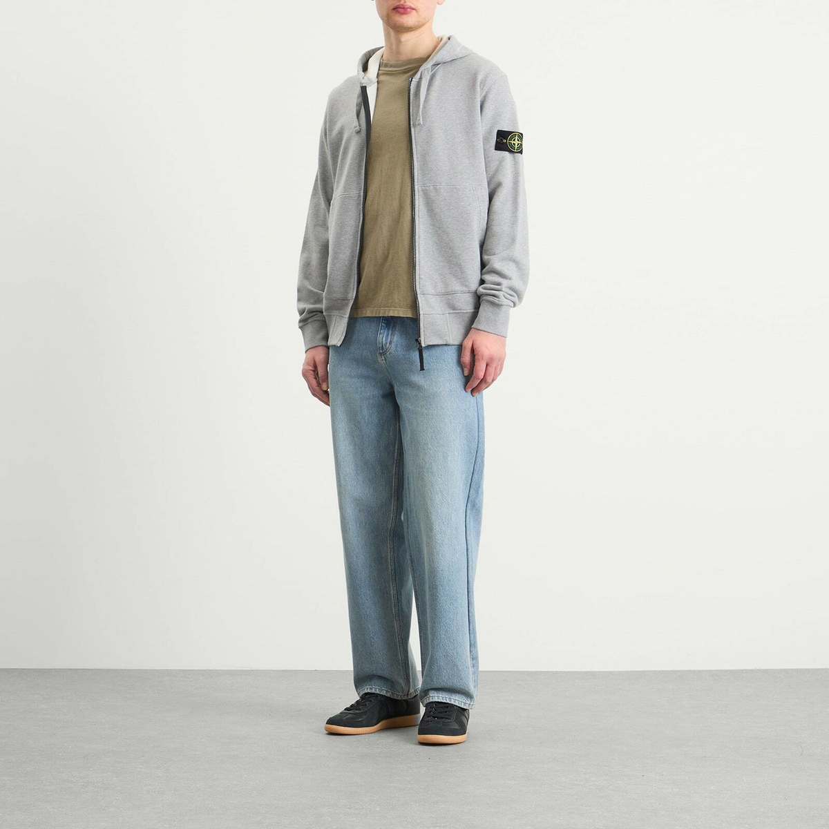 Stone Island Men's Garment Dyed Zip Hoodie in Melange Grey