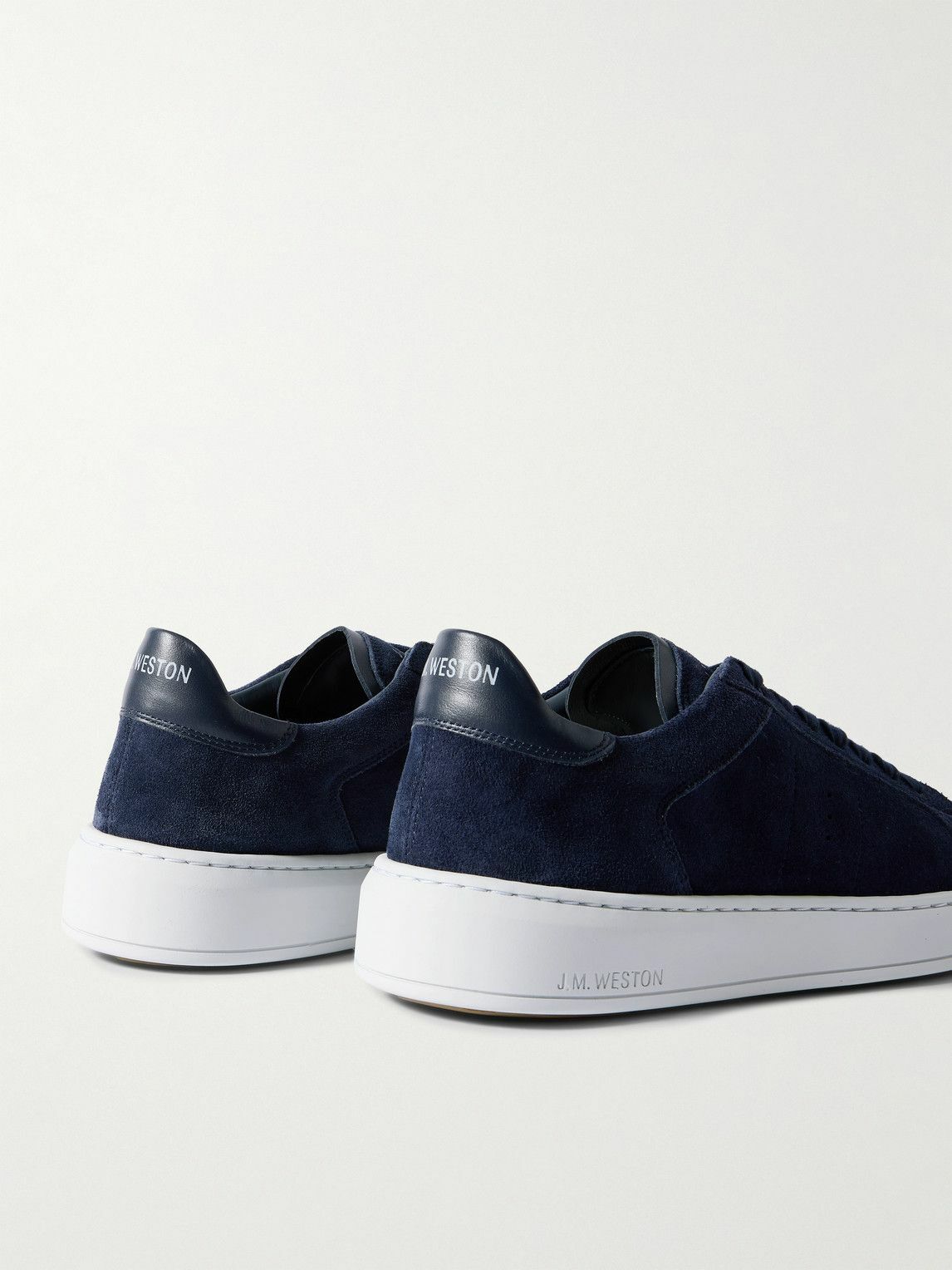 J.M. Weston - On Time Leather-Trimmed Suede Sneakers - Blue