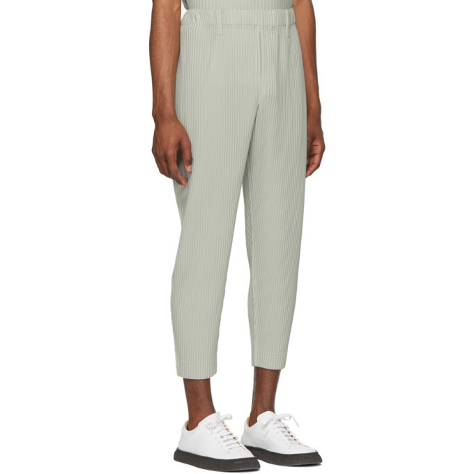 Homme Plisse Issey Miyake Grey Tailored Cropped Trousers Homme