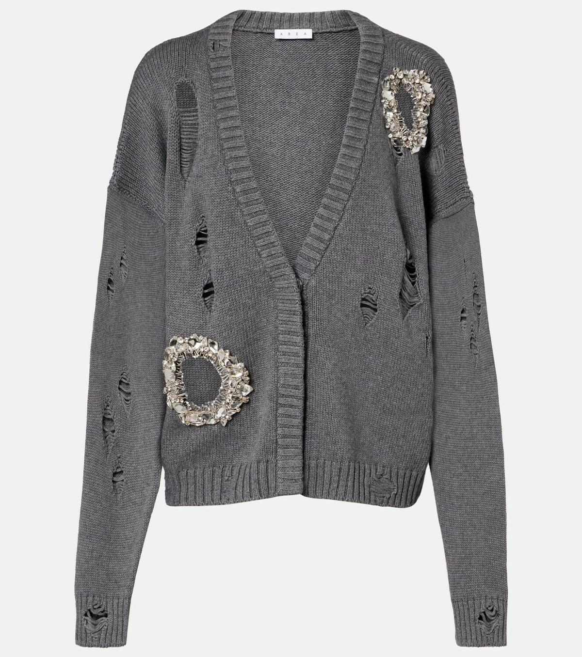 Area Distressed cotton and cashmere cardigan