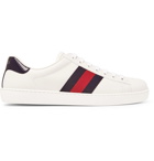 Gucci - Ace Watersnake-Trimmed Leather Sneakers - Men - White