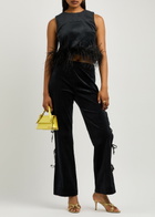 Kitri Rosamund Cut-out Velvet Trousers Black