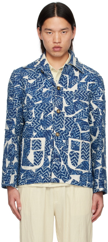 Photo: HARAGO Off-White & Navy Kantha Jacket