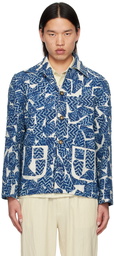 HARAGO Off-White & Navy Kantha Jacket