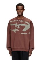 Diesel Cotton sweatshirt with flocked Oval D - Sweaters Mens in Brown