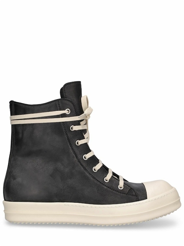 Photo: RICK OWENS Leather High Top Sneakers