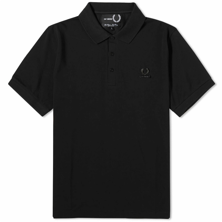 Photo: Fred Perry Men's x Raf Simons Enamel Pin Polo Shirt in Black