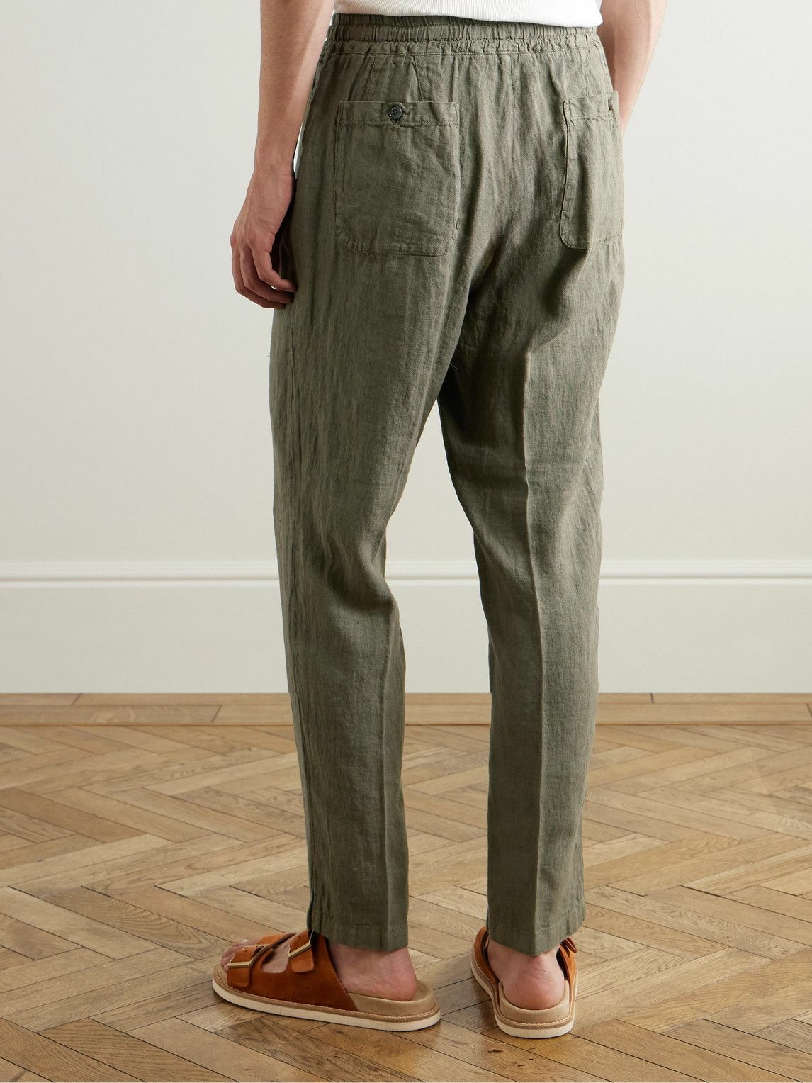Altea - Mattia Straight-Leg Linen Trousers - Green
