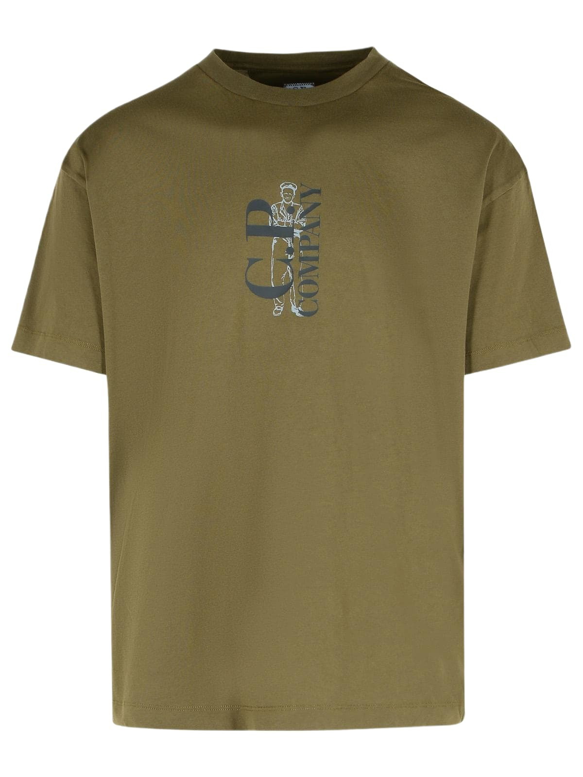 Tシャツ・カットソー C.P. COMPANY Men T-shirt Green 19CMTS132A006374G 683 C.P. Company 20/1 Jersey Boxy Logo T-Shirt | Apparel » Buy