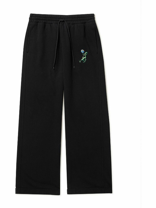 Photo: Off-White - Straight-Leg Printed Loopback Cotton-Jersey Sweatpants - Black
